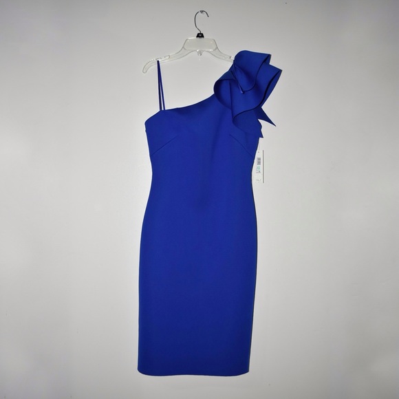 Eliza J Ruffle front Synthetic One Shoulder Dress - Picture 2 of 7